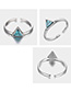 Fashion Silver Open Triangle Turquoise  Silver Ring
