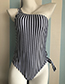 Fashion Black And White Striped One-shoulder One-piece Swimsuit