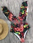 Fashion Foundation Powder (with 2xl) Printed Floral Deep V Open Back One-piece Swimsuit