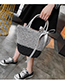 Fashion Contrast Gray Rattan Stitching Hand Bag
