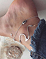 Fashion Silver Spray Shell Alloy Wave Two-layer Anklet