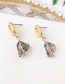 Fashion Light Grey Alloy Diamond Heart Shell Stud Earrings