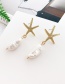 Fashion Gold Alloy Pearl Starfish Earrings