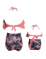 Fashion Children's Pink Printed High-waist Ruffled Parent-child Swimsuit