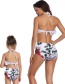 Fashion Adults On White Leaves Printed High Waist Parent-child Swimsuit