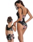 Fashion Adult Black Piece Print Parent-child One-piece Swimsuit