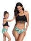 Fashion Adult Black Tassel Fringed Split Parent-child Swimsuit