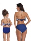 Fashion Adult Blue Printed Conjoined Double Ruffled Parent-child Swimsuit