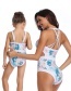 Fashion Children's Blue Print Piece Siamese Parent-child Swimsuit