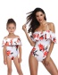 Fashion Adult Fire Lily Swimwear Printed One-piece Ruffled Parent-child Swimsuit