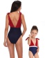 Fashion Adult Stitching Swimsuit Deep V High Fork Color Matching Parent-child One-piece Swimsuit