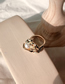 Fashion Gold Pleated Pearl Flower Ring