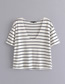 Fashion White Striped Crew Neck T-shirt