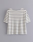Fashion White Striped Crew Neck T-shirt