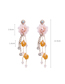 Fashion Pink Plastic Sequined Flower-studded Tassel Earrings