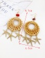 Fashion Gold Alloy Wood Braided Starfish Earrings