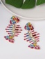 Fashion Color Fringed Diamond Claw Chain Fishbone Earrings