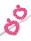 Fashion Rose Red Alloy Weaving Love Lafite Stud Earrings