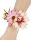 Fashion Pink Flower Hoop Hemp Rope Woven Bracelet