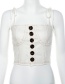 Fashion White Single-breasted Lace-up Halter Vest