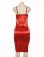 Fashion Red Strap One-neck Split Dress
