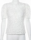 Fashion White Short Sleeve Round Neck Strap With Lace T-shirt