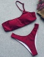 Fashion Red Wine One-shoulder Split Strap Swimsuit