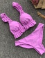 Fashion Purple Ruffled Solid Color Strap Bikini