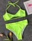 Fashion Fluorescent Green Lace-up High Waist Triangle Bikini