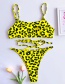 Fashion Yellow Leopard Tube Top Leopard Bandage Split Swimsuit