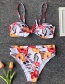 Fashion Color Printed Bow High Waist Split Swimsuit