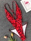 Fashion Red Leopard Leopard Bandage One-piece Swimsuit