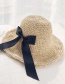 Fashion Curled Bow Beige Woven Straw Hat