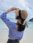 Fashion Navy Paper Weaving Bow Sun Protection Cap