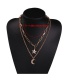 Fashion Gold Alloy Double-layer Chain Crescent Five-pointed Star Necklace