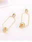 Simple Gold Color Diamond Decorated Earrings
