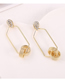Simple Gold Color Diamond Decorated Earrings