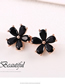 Simple Rose Gold+black Flower Shape Decorated Earrings