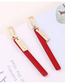Simple Red Square Shape Decorated Earrings