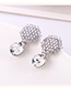 Fashion Platinum + White Hexagon Full Diamond Pearl Plated Gold  Silver Needle Stud Earrings