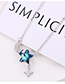 Fashion Blue Light Star Moon Crystal Necklace