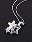 Fashion Blue Light Star Moon Guard Crystal Necklace