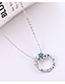 Fashion Color White + Blue Zircon Plated Gold-blue Sea Legend Ring Full Of Diamond Necklace
