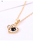 Fashion Champagne Gold + Black Heart-filled Crystal Necklace