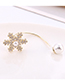 Fashion 14k Gold Plated Gold Zircon Pearl Snowflake Brooch